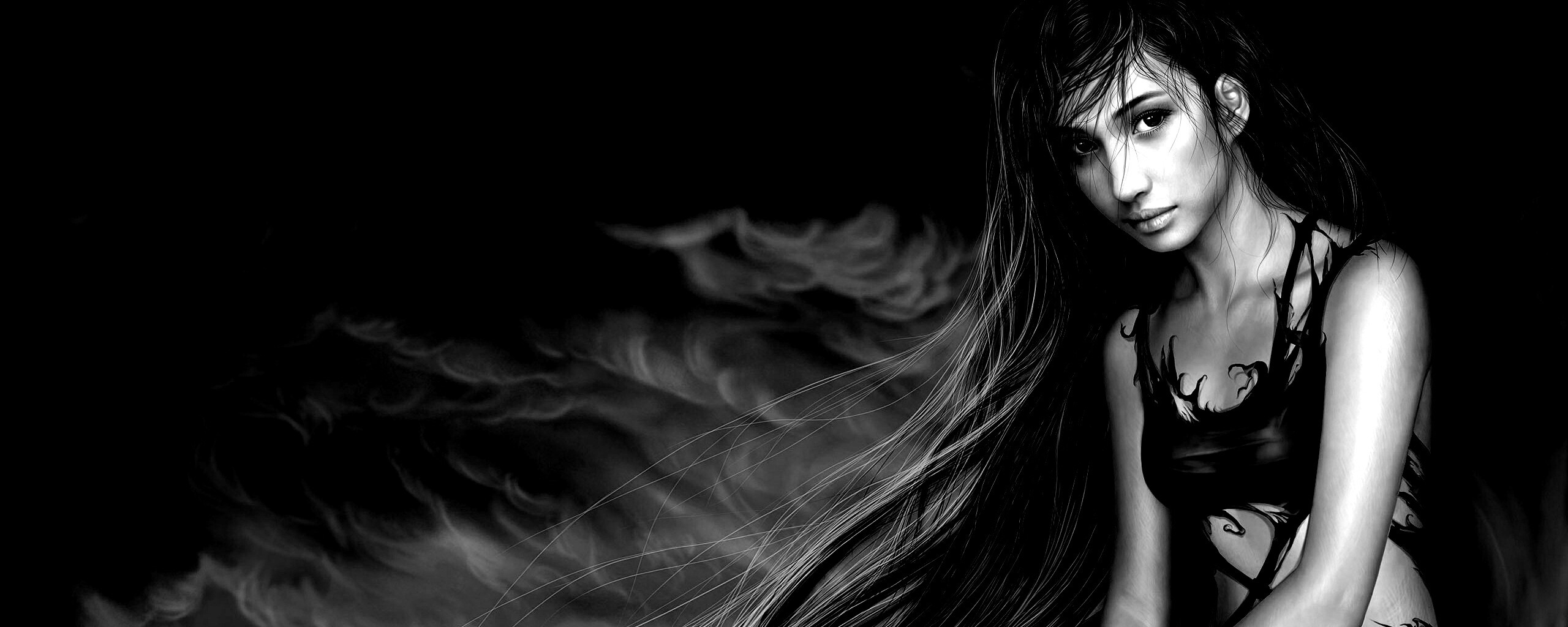 Девушка с длинными волосами обои