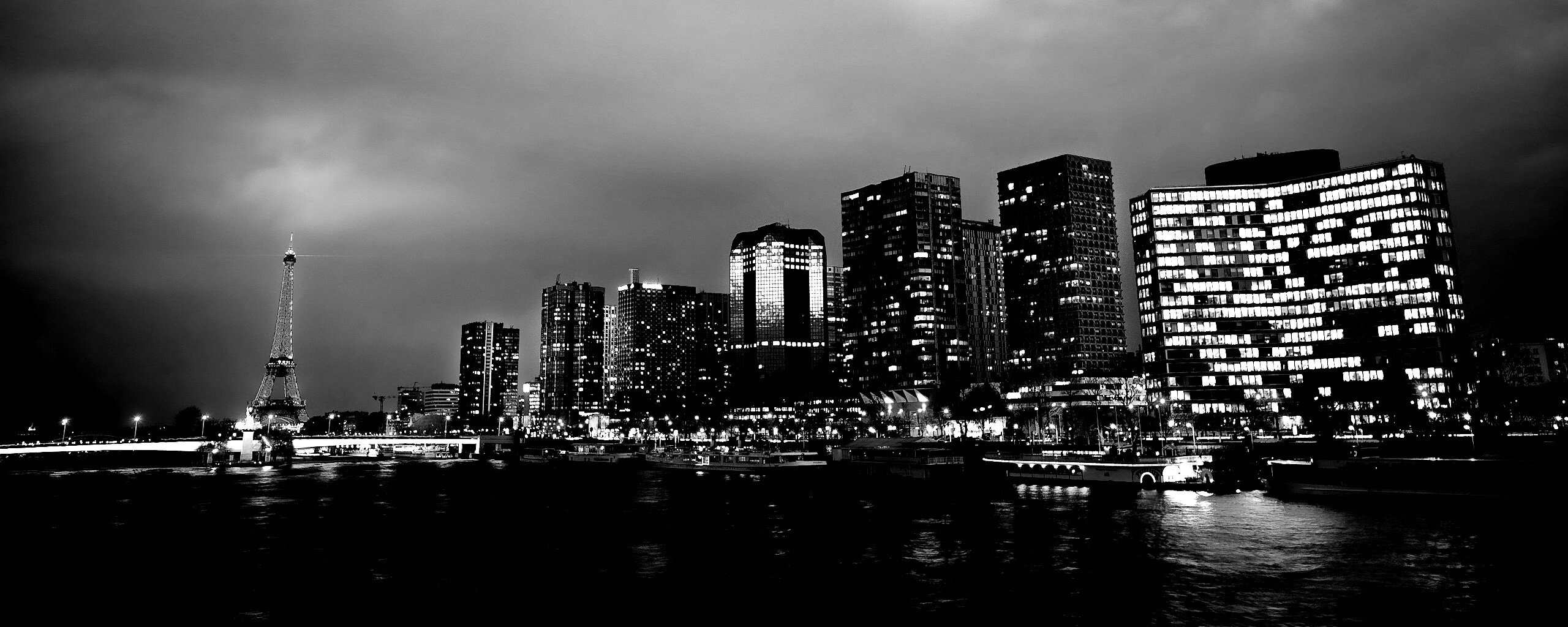 Вид на ночной Париж обои