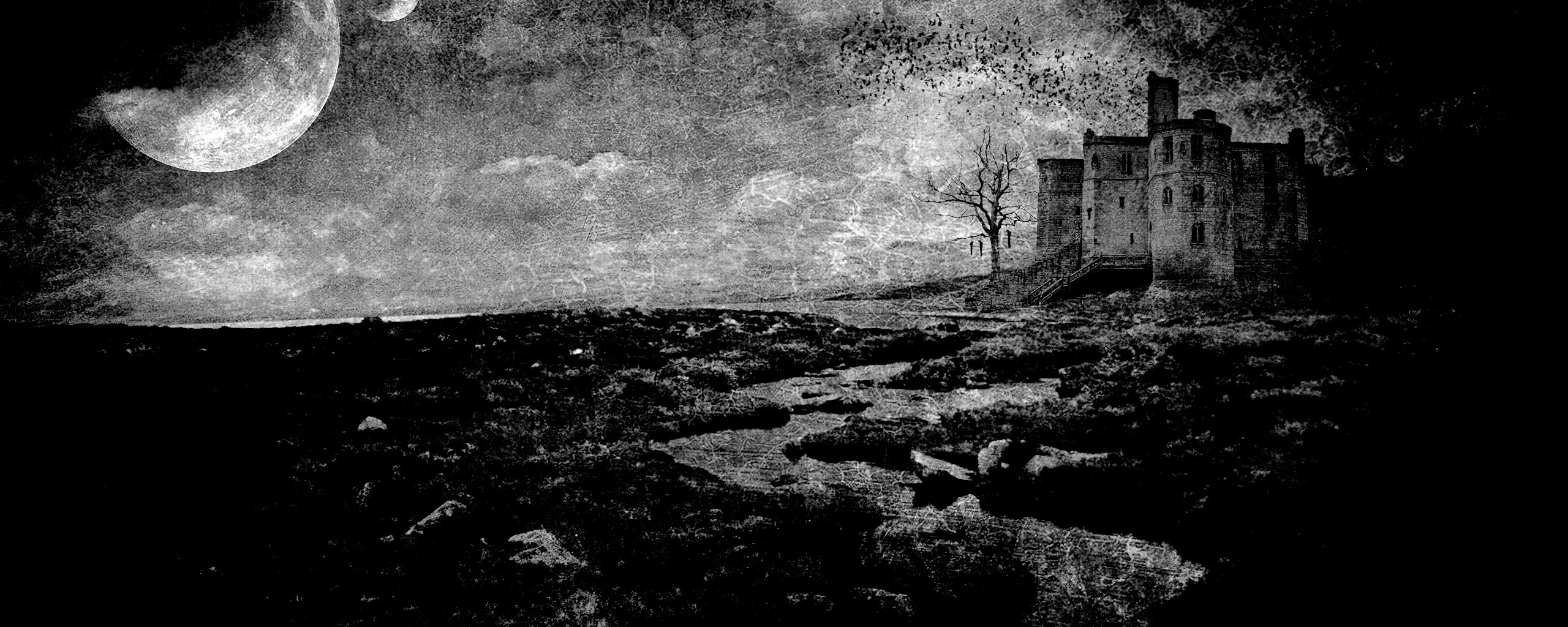 Старинный пейзаж с замком обои