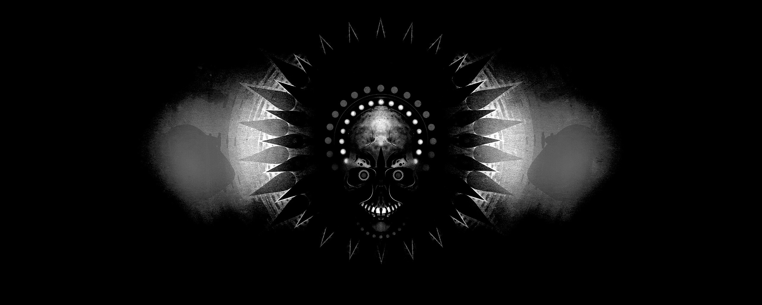 Неоновый череп обои