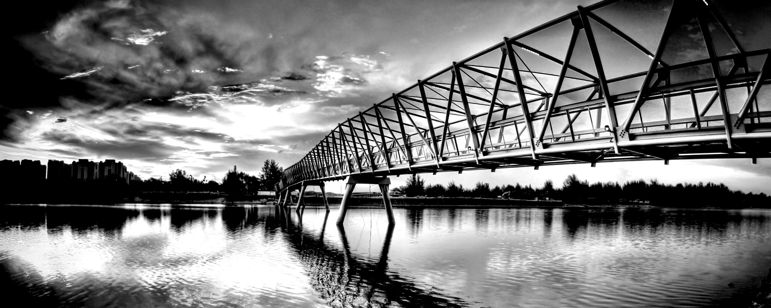 Мост через реку обои