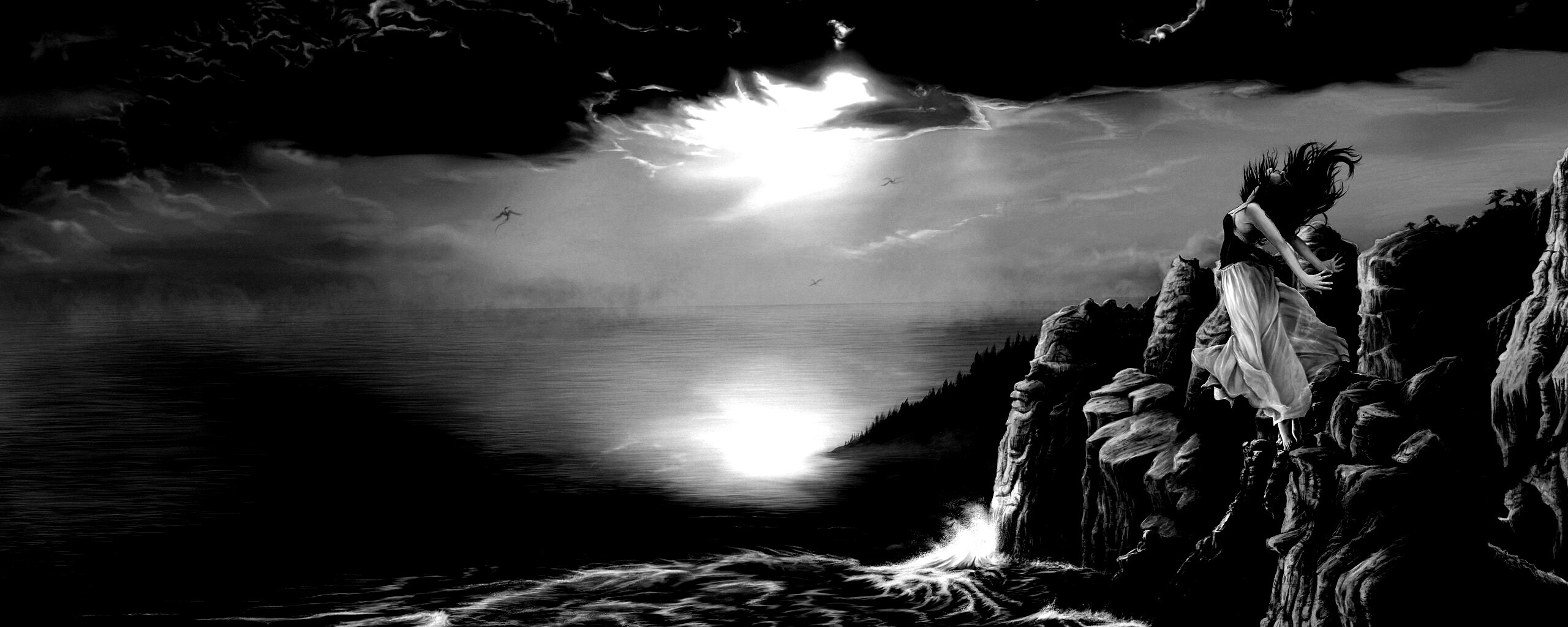 Прыжок с обрыва обои