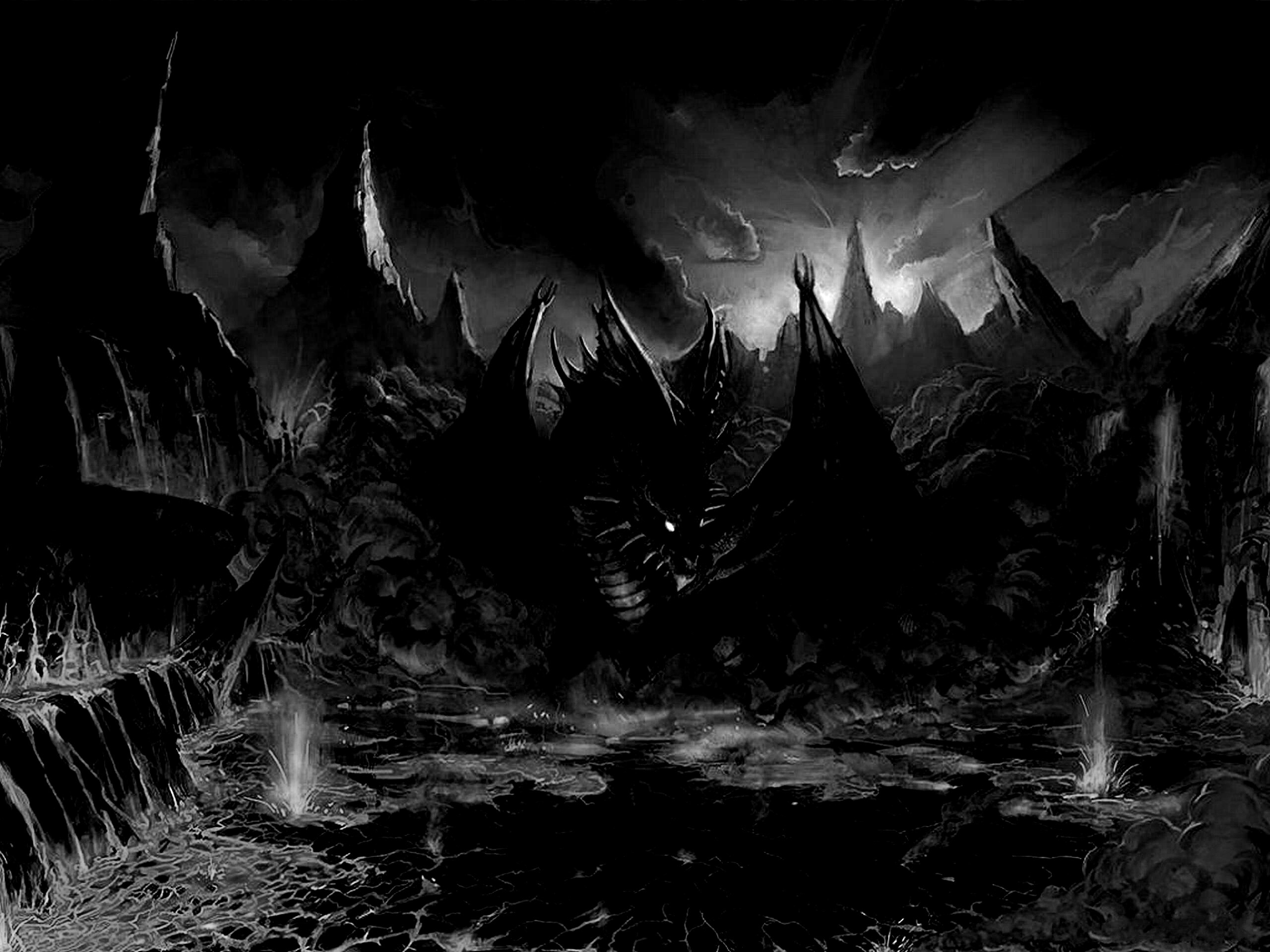 Дракон в лаве обои