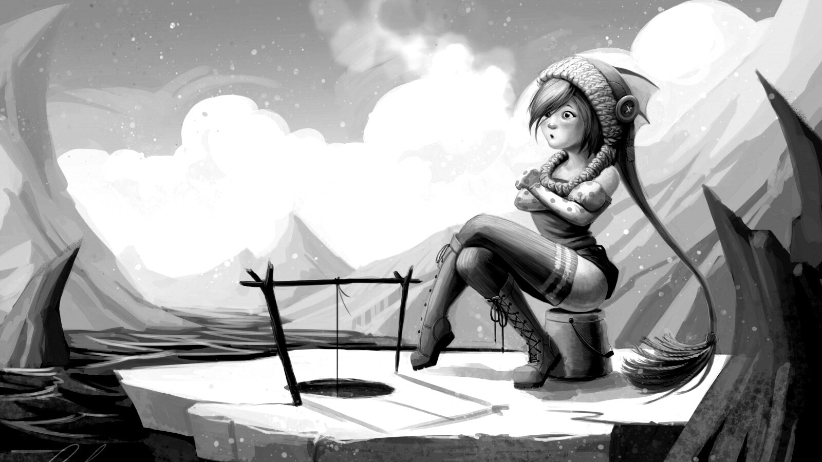 Тяготы зимней рыбалки обои