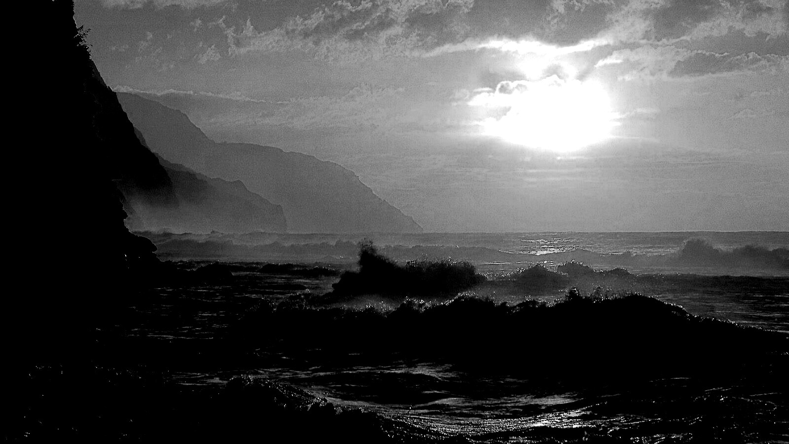 Волны на закате обои