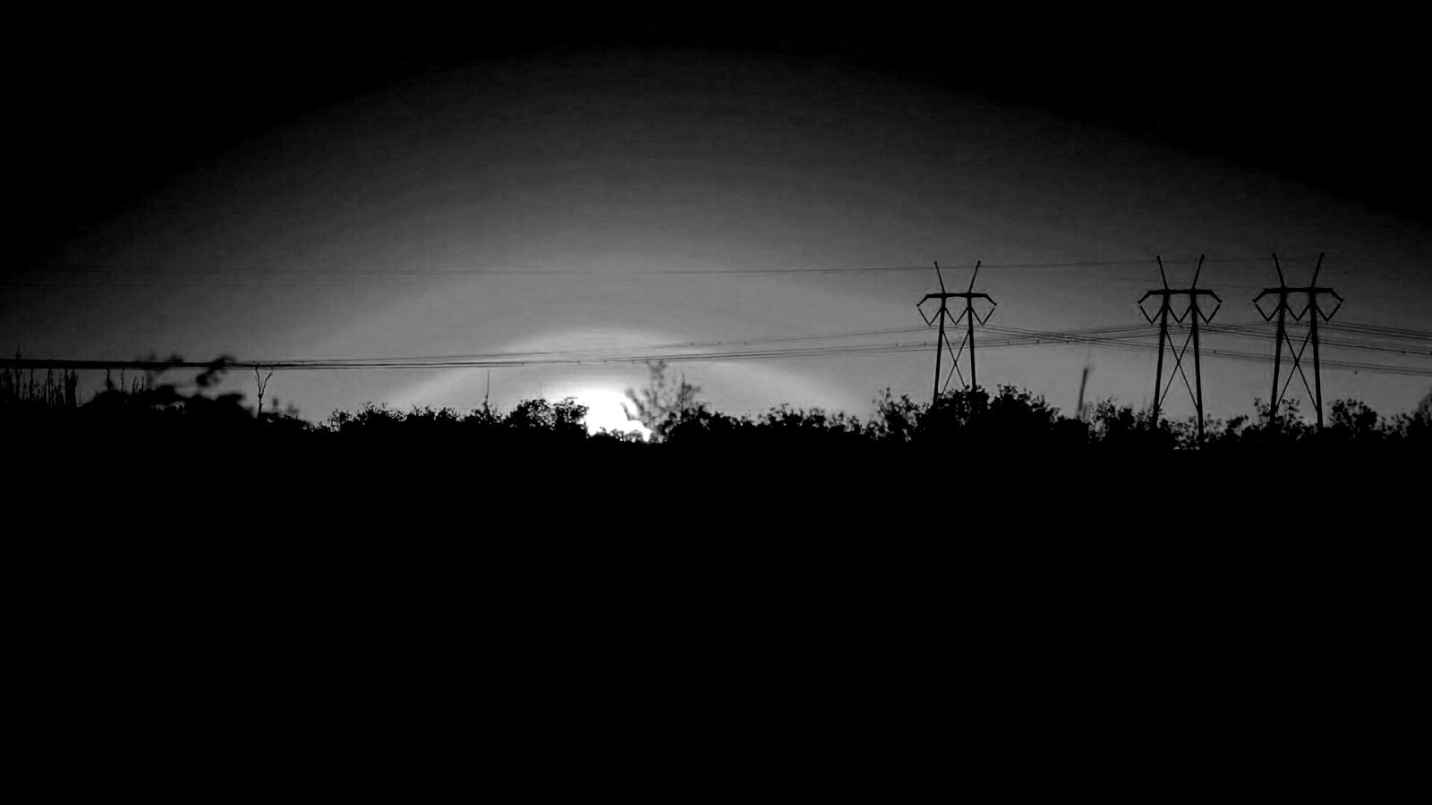 Закат за лесом обои