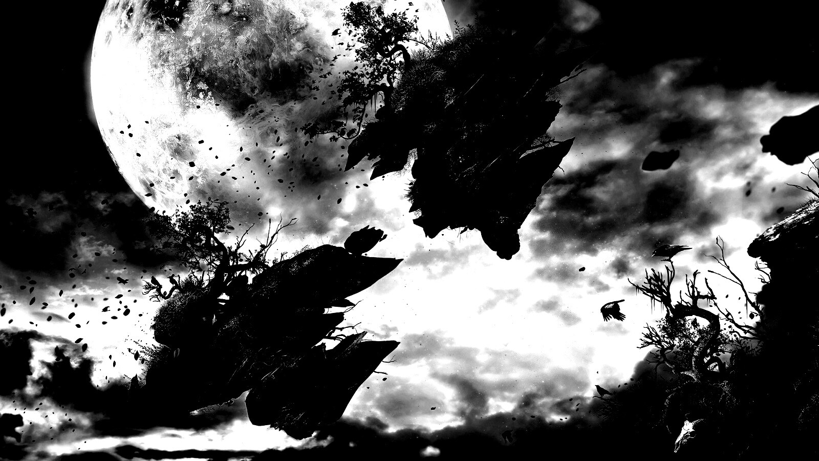 Летящие куски земли обои