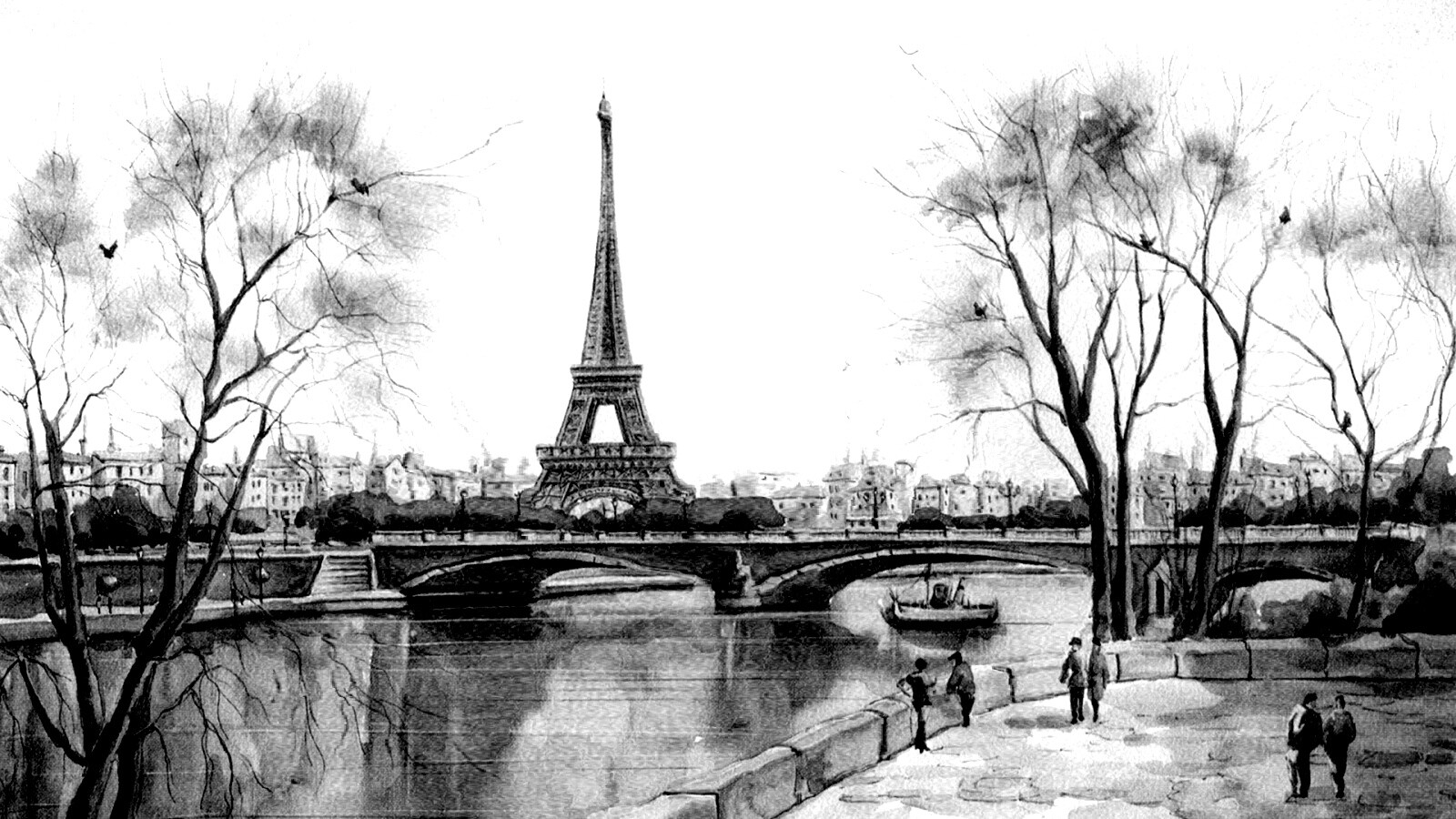 Рисунок Эйфелевой башни обои