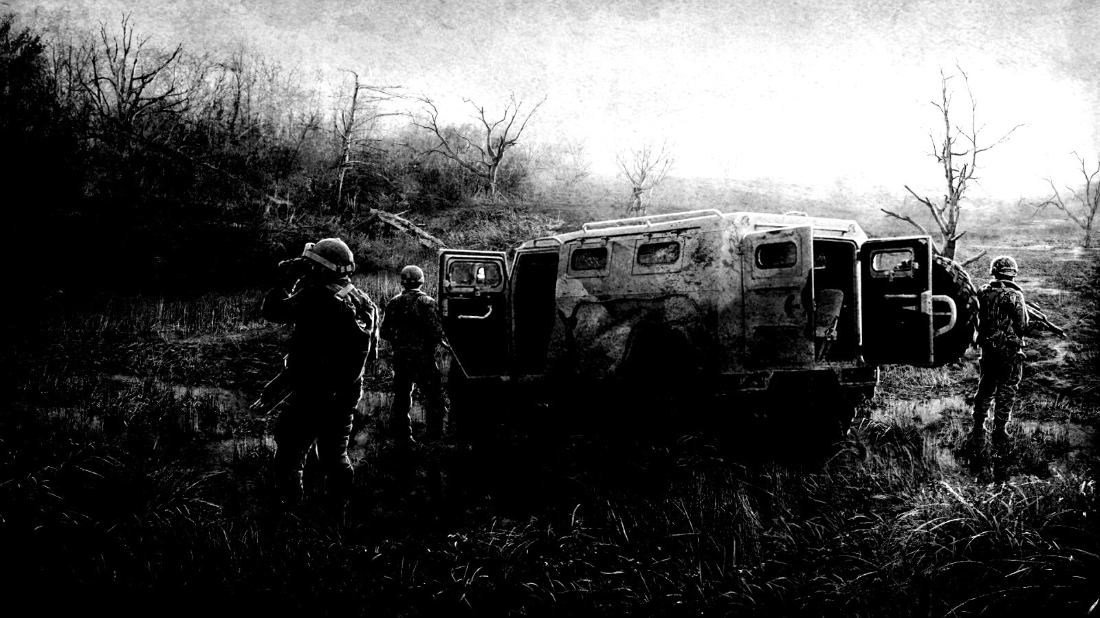 Солдаты из сталкера на болоте обои