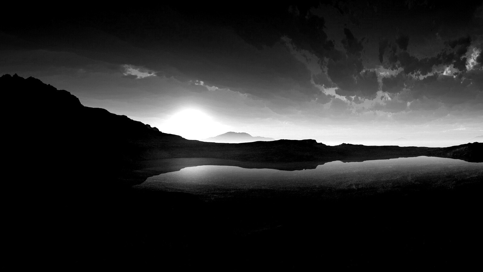 Озеро в каменистой пустыне обои