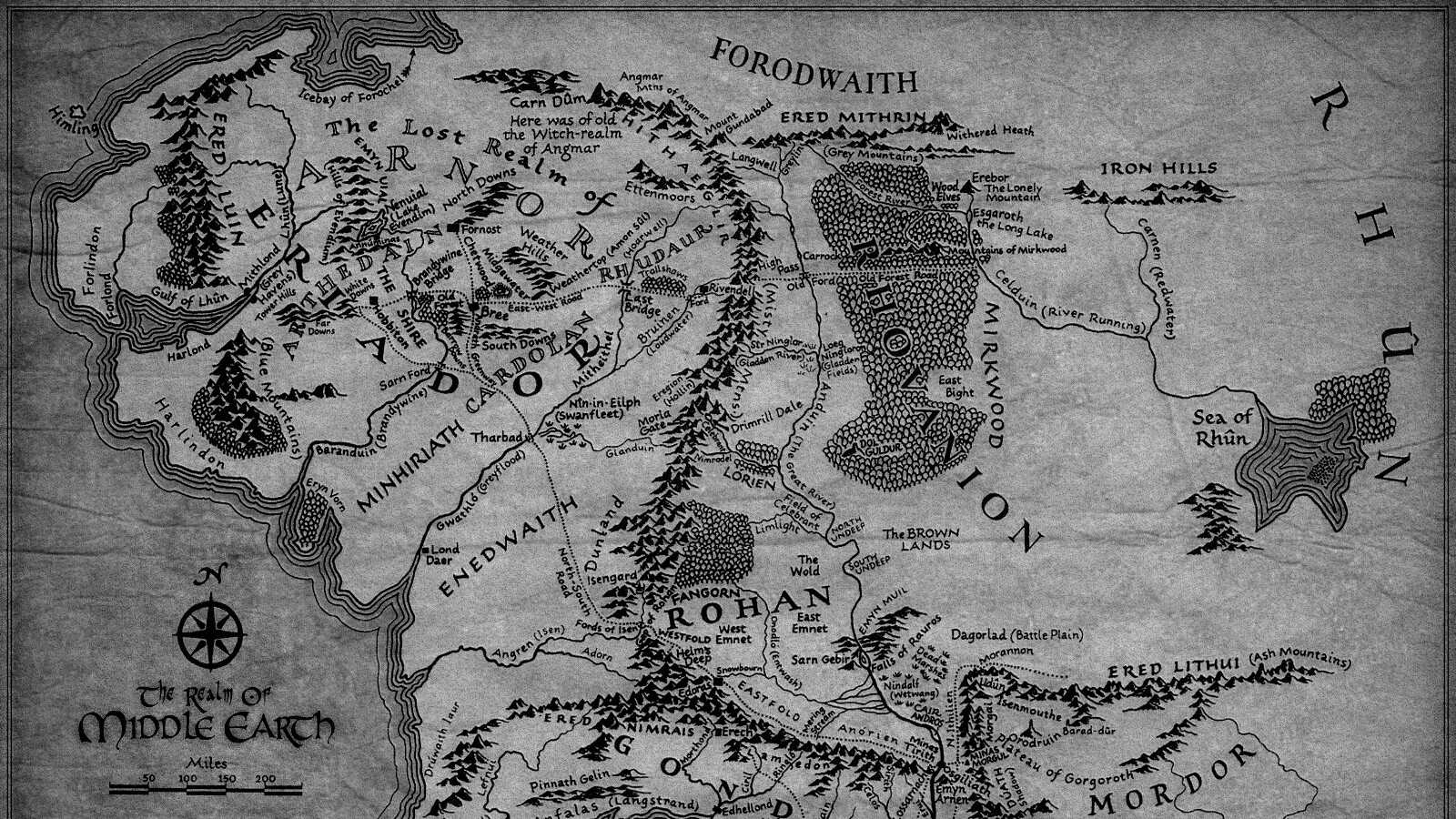 Карта Средиземья обои