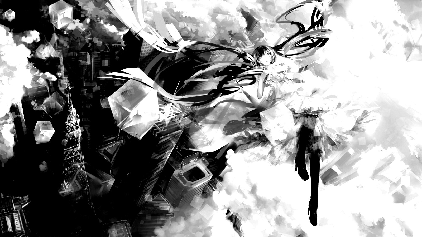 Hatsune Miku в небе обои