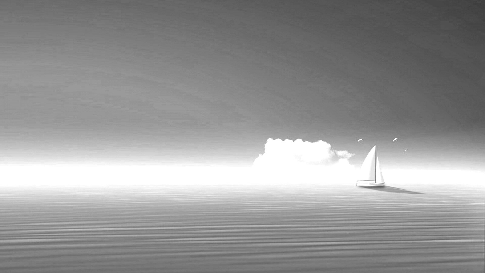 Голубые обои под хорошее настроение с парусником обои