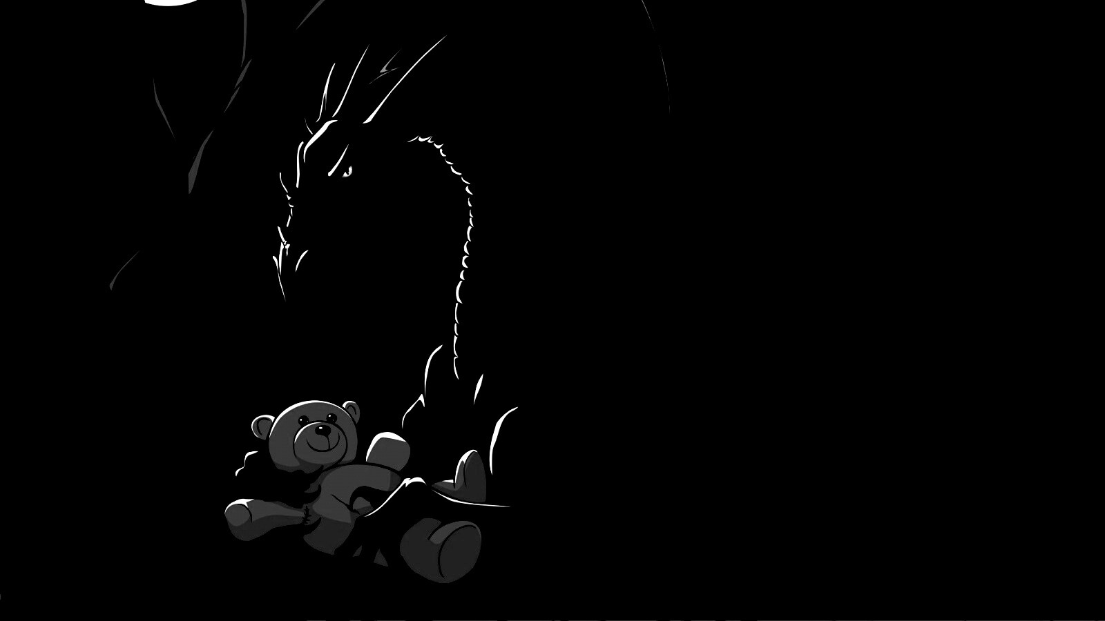 Дракон с любимой игрушкой обои