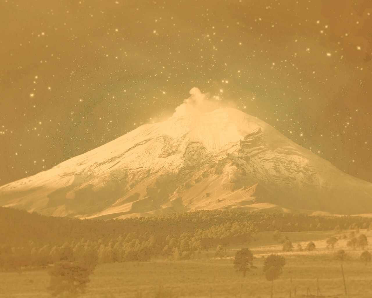 Ночной вулкан обои