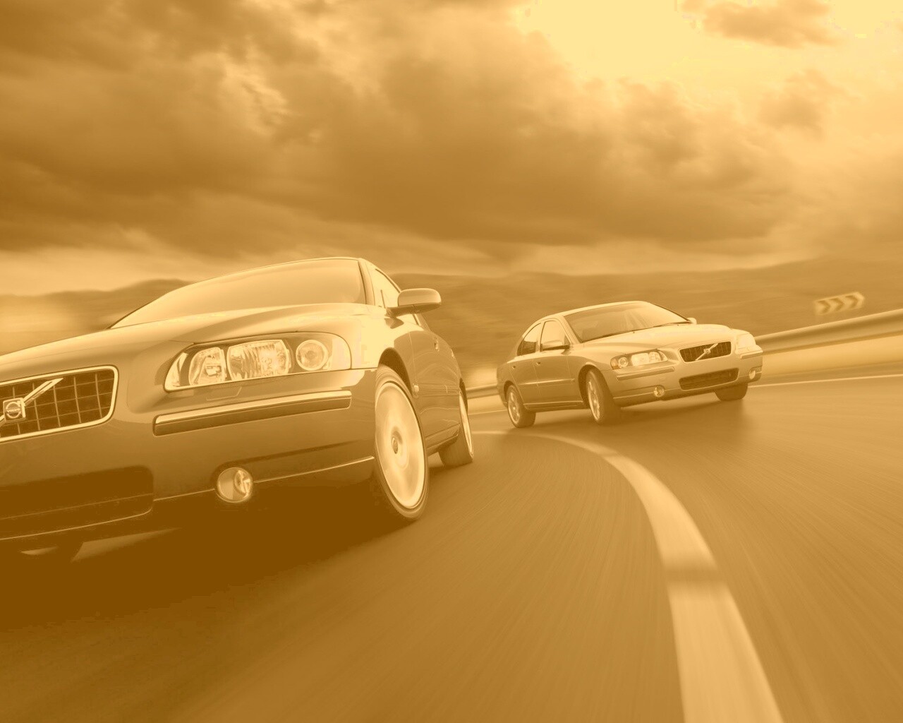 Два седана вольво на повороте обои