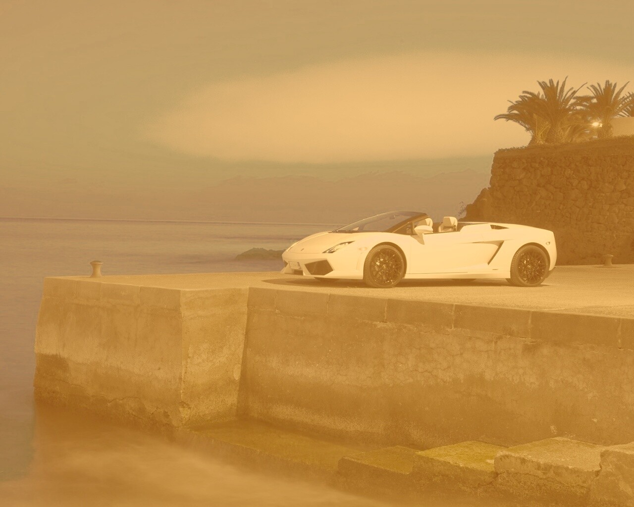 Белый кабриолет ламбо обои