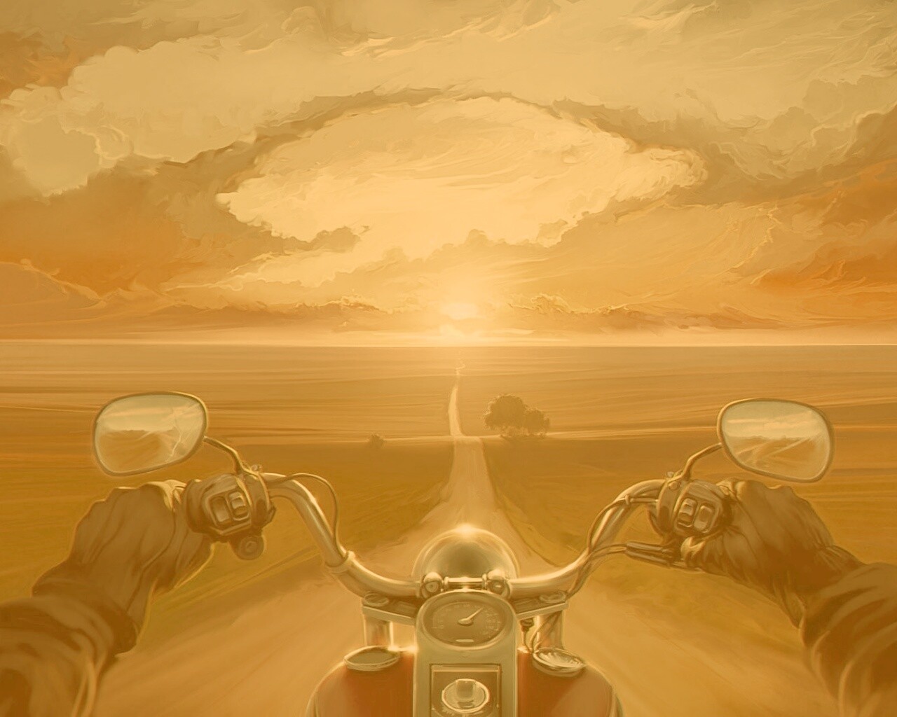 Дорога на закат обои