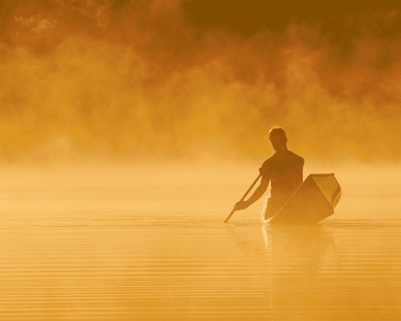 Один в лодке обои