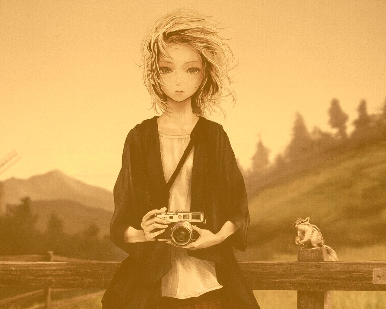 Девушка с фотоаппаратом обои