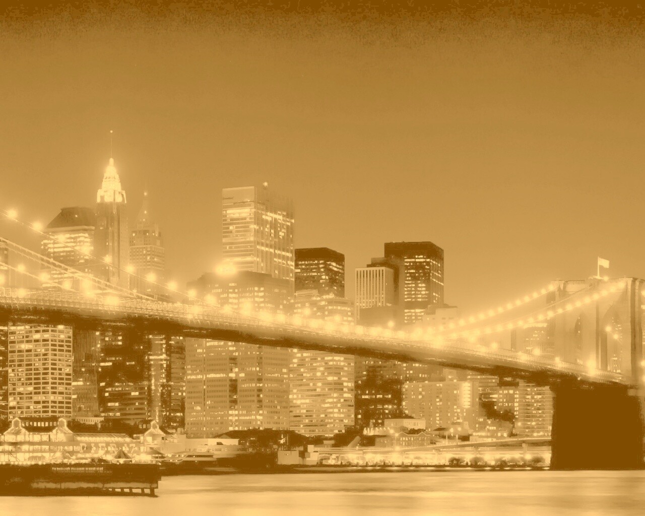 Вид на ночной Нью-Йорк обои