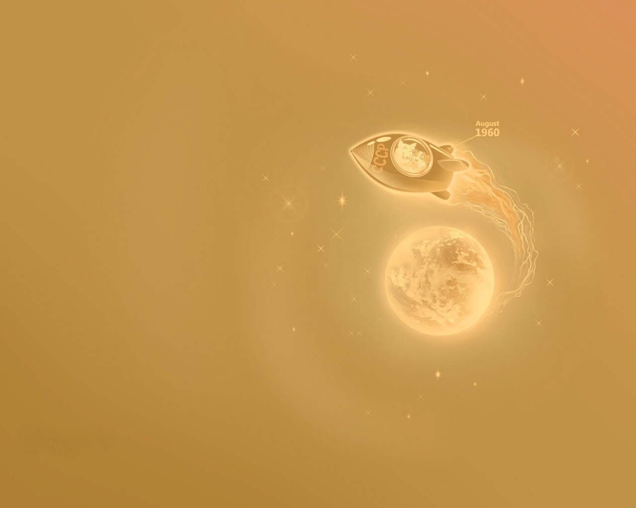 Белка и Стрелка летят в космос обои