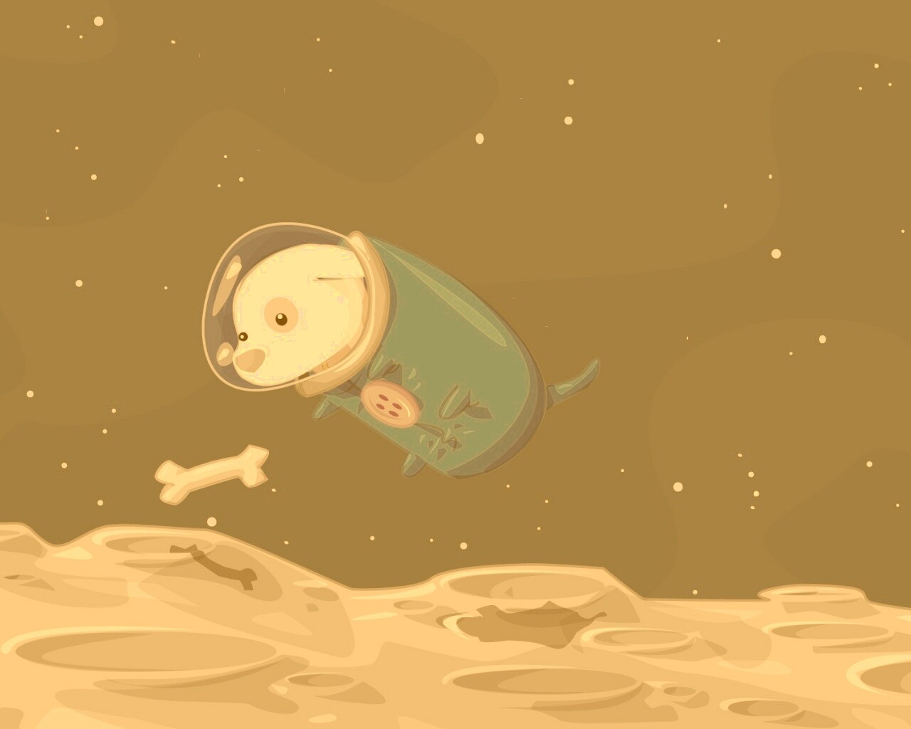 Собачка на луне обои