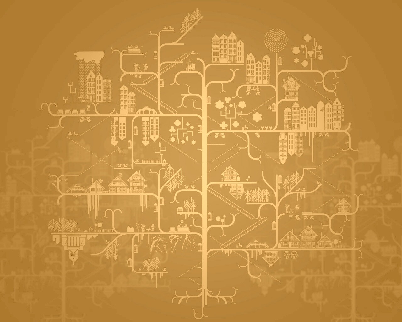 Древовидный город обои