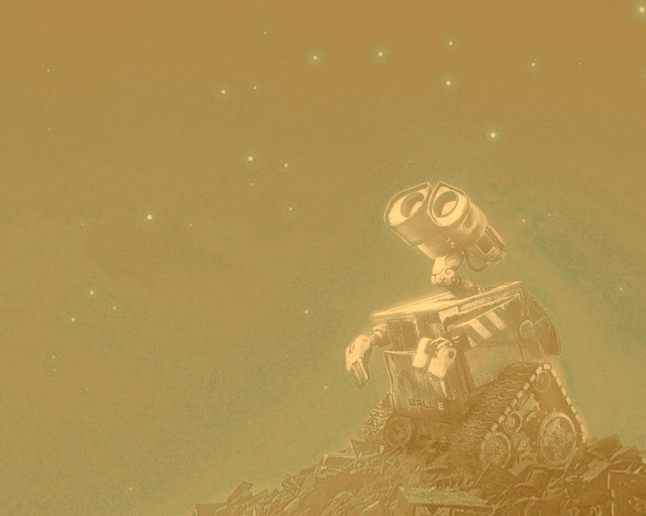 Валли смотрит на звезды обои