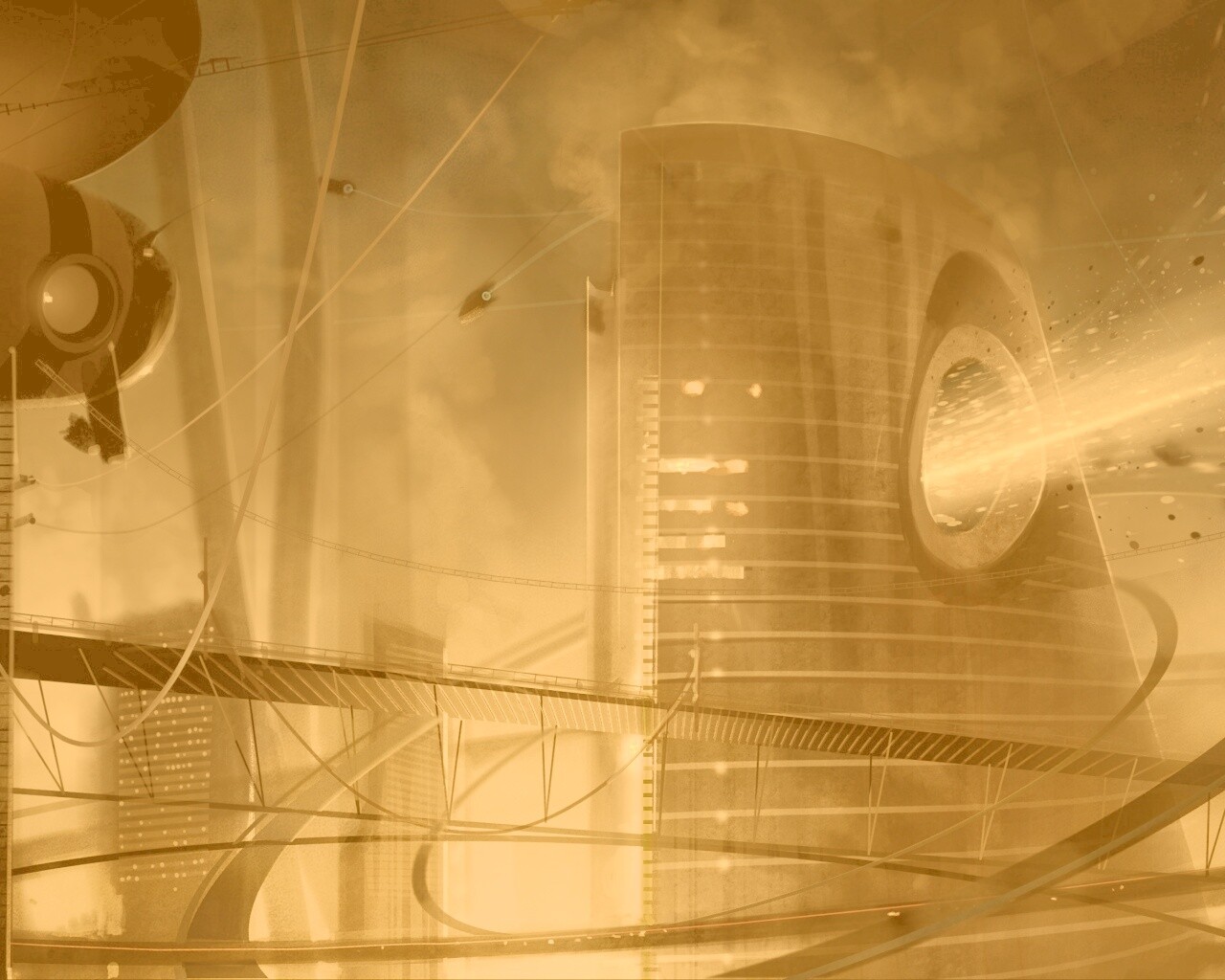 Выброс в городе будущего обои