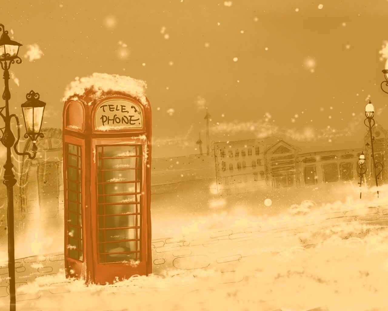 Лондонская телефонная будка обои