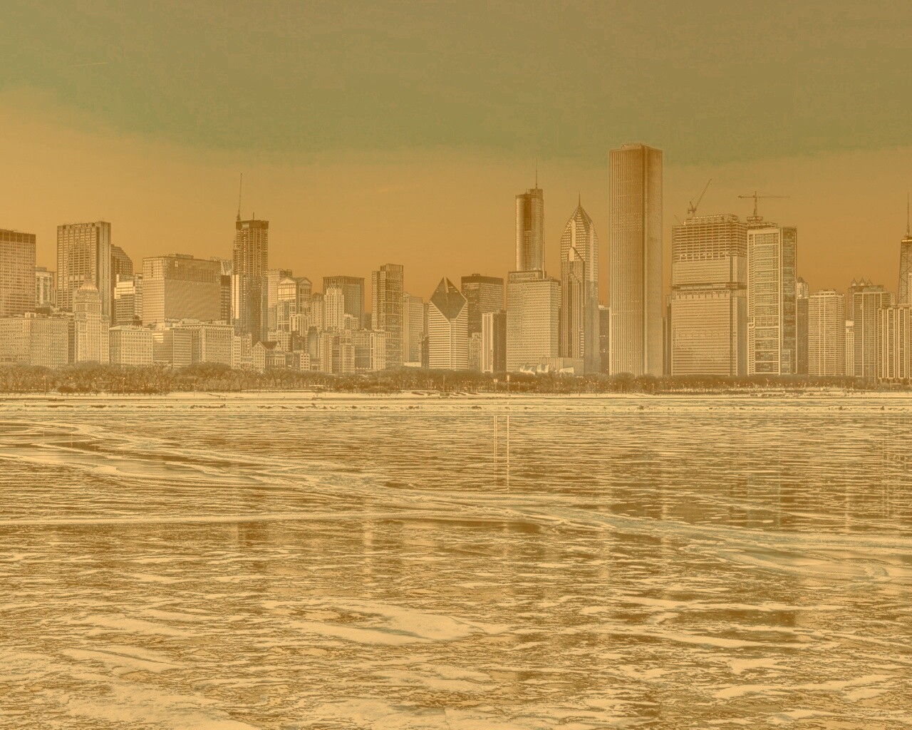 Зима в мегаполисе обои