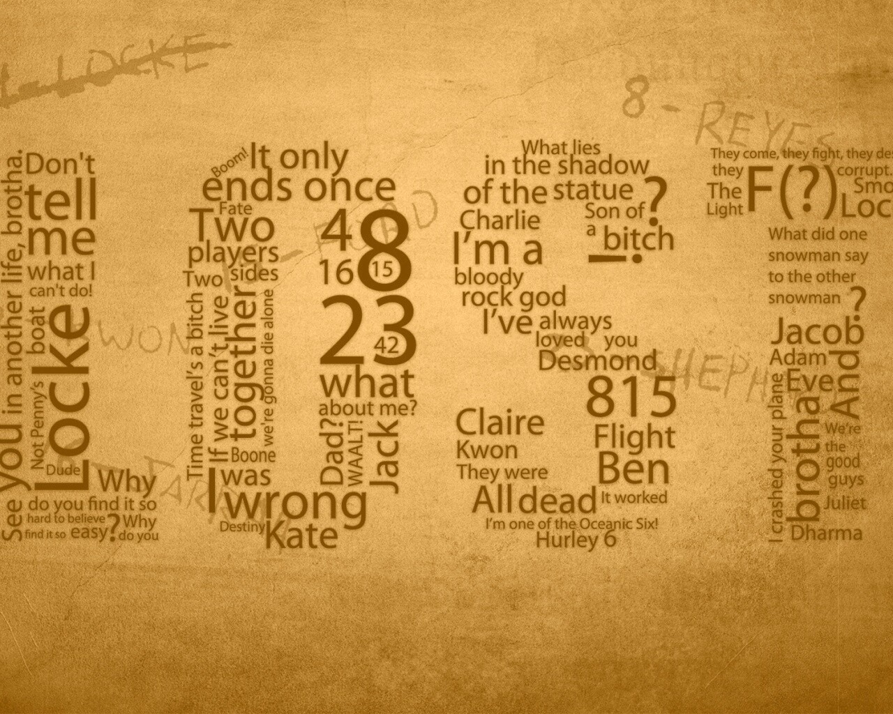 Коллаж LOST из надписей обои