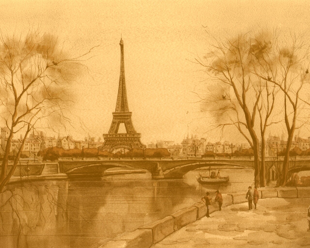 Рисунок Эйфелевой башни обои