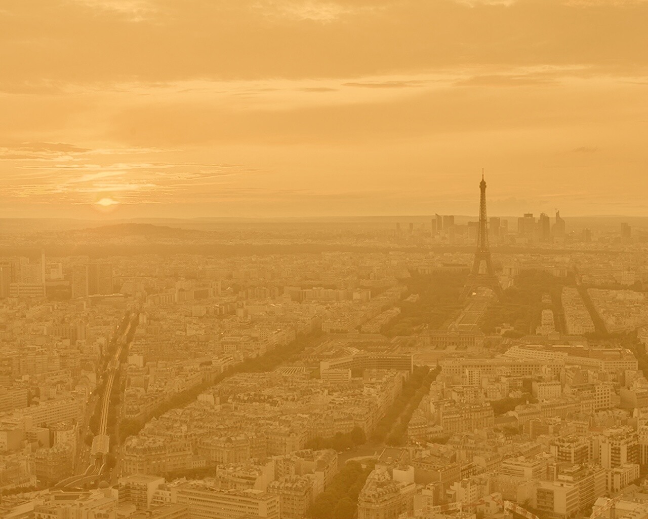 Вид на вечерний Париж обои