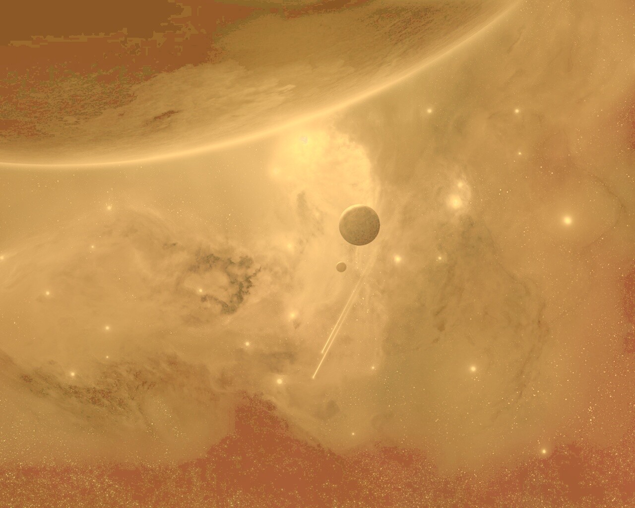 Комета пролетает мимо планеты обои