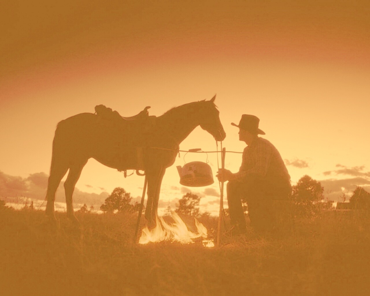 Ковбой на привале обои