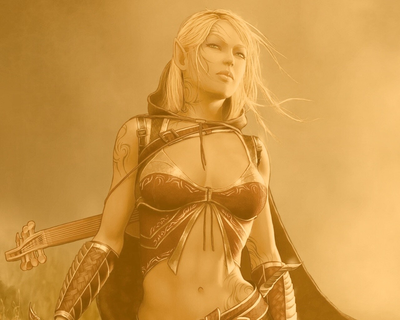 Эльфийка с мечем обои