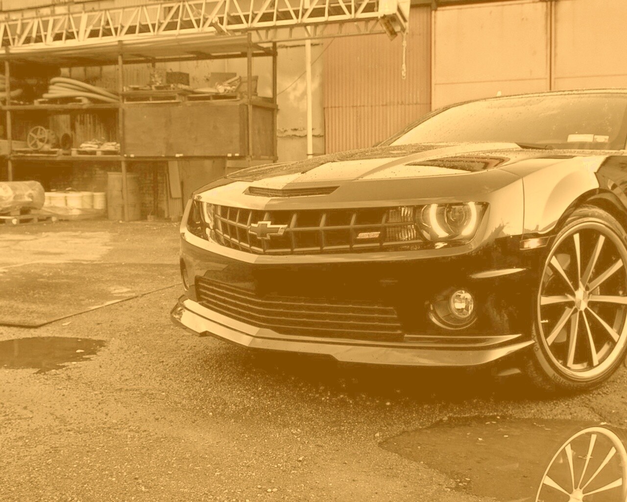 Черный шевроле камаро SS обои