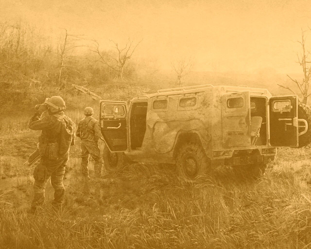Солдаты из сталкера на болоте обои
