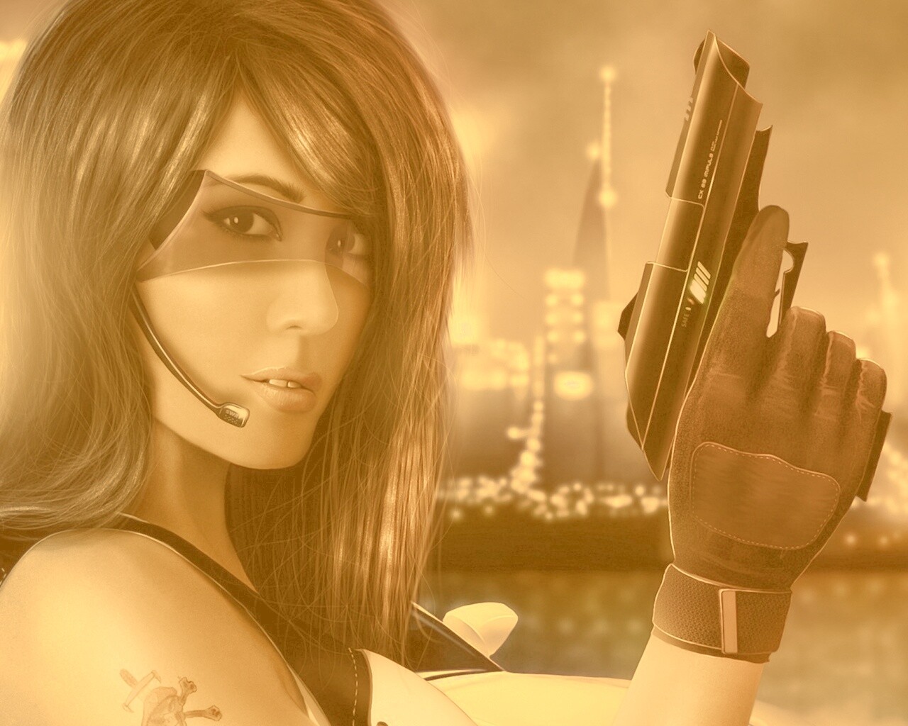 Девушка из будущего с пистолетом обои