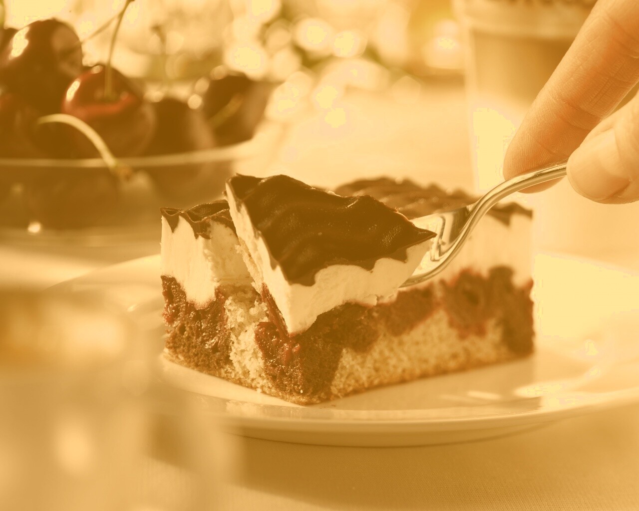 Вишневое пирожное обои