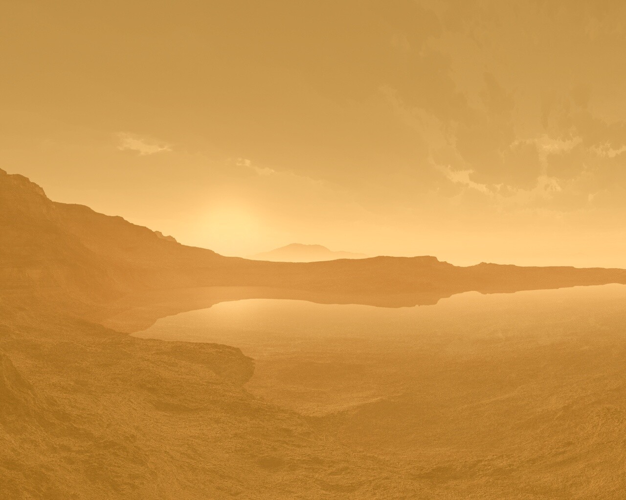 Озеро в каменистой пустыне обои