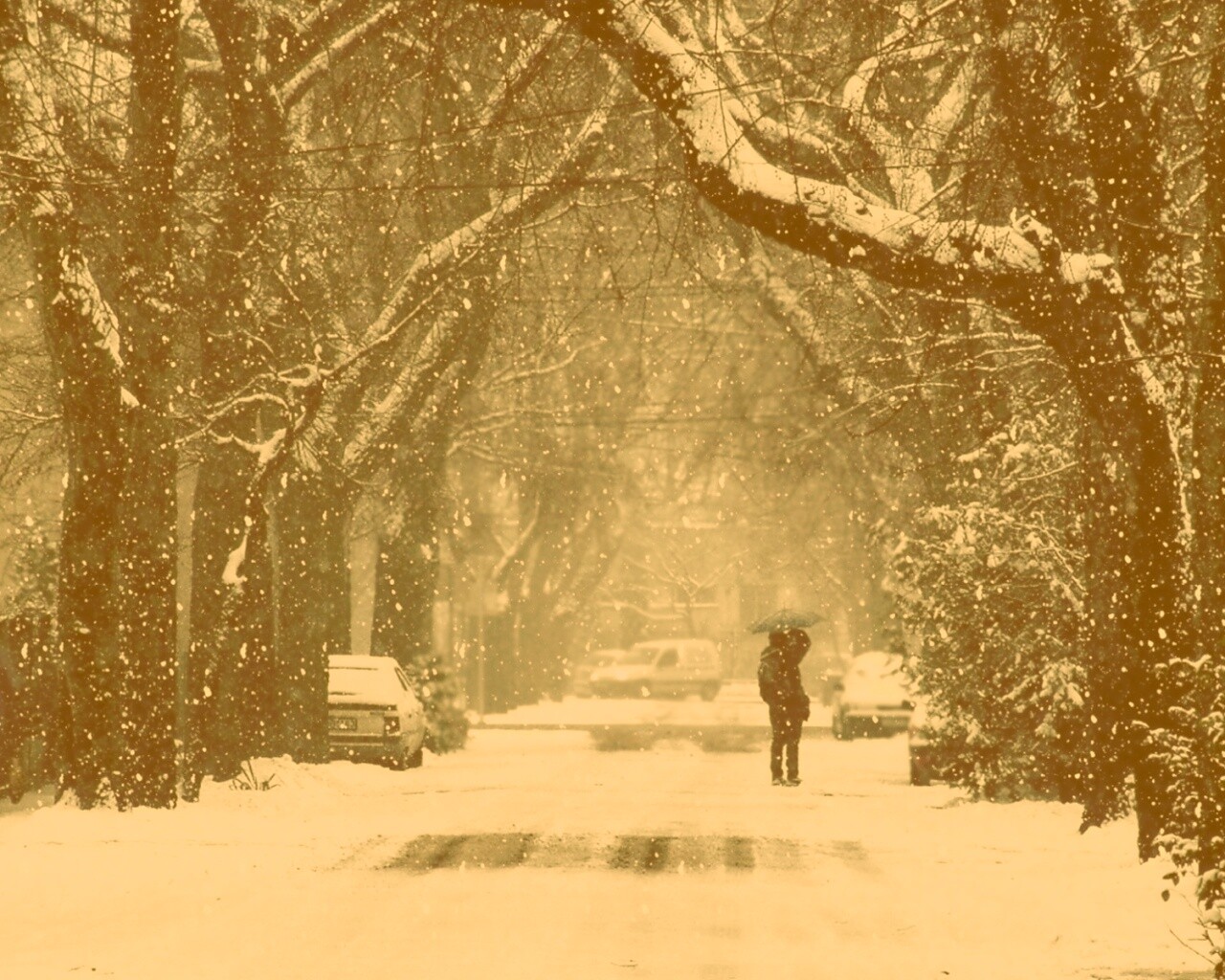 Зимняя улица обои