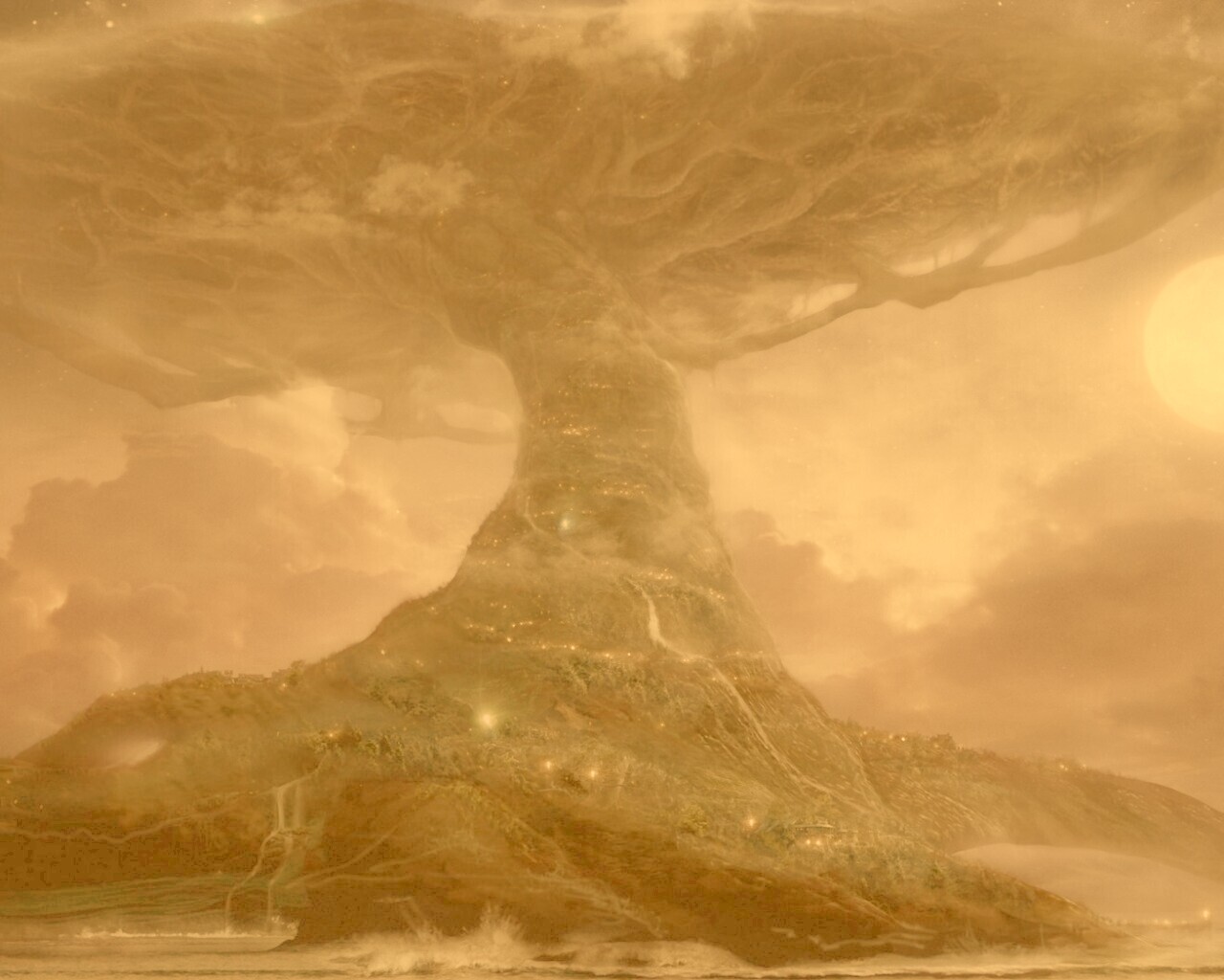 Дерево-город обои