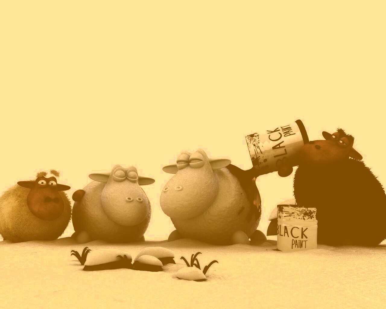 Овечки лепят снеговиков обои