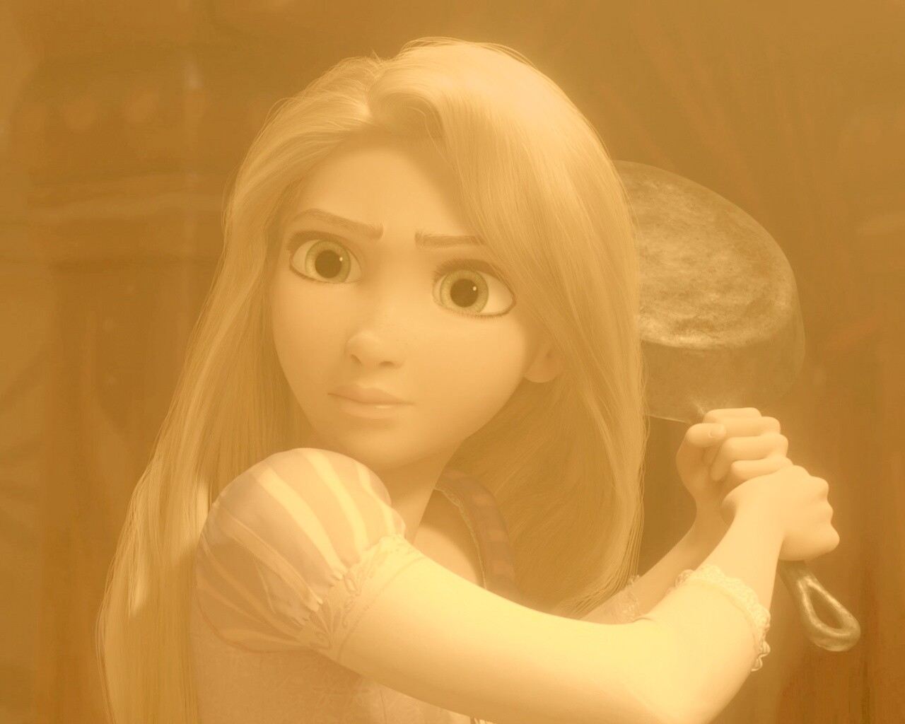 Рапунцель с сковородкой обои