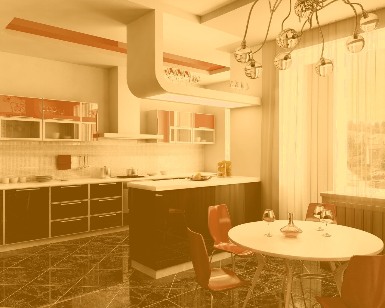 Современная кухня обои