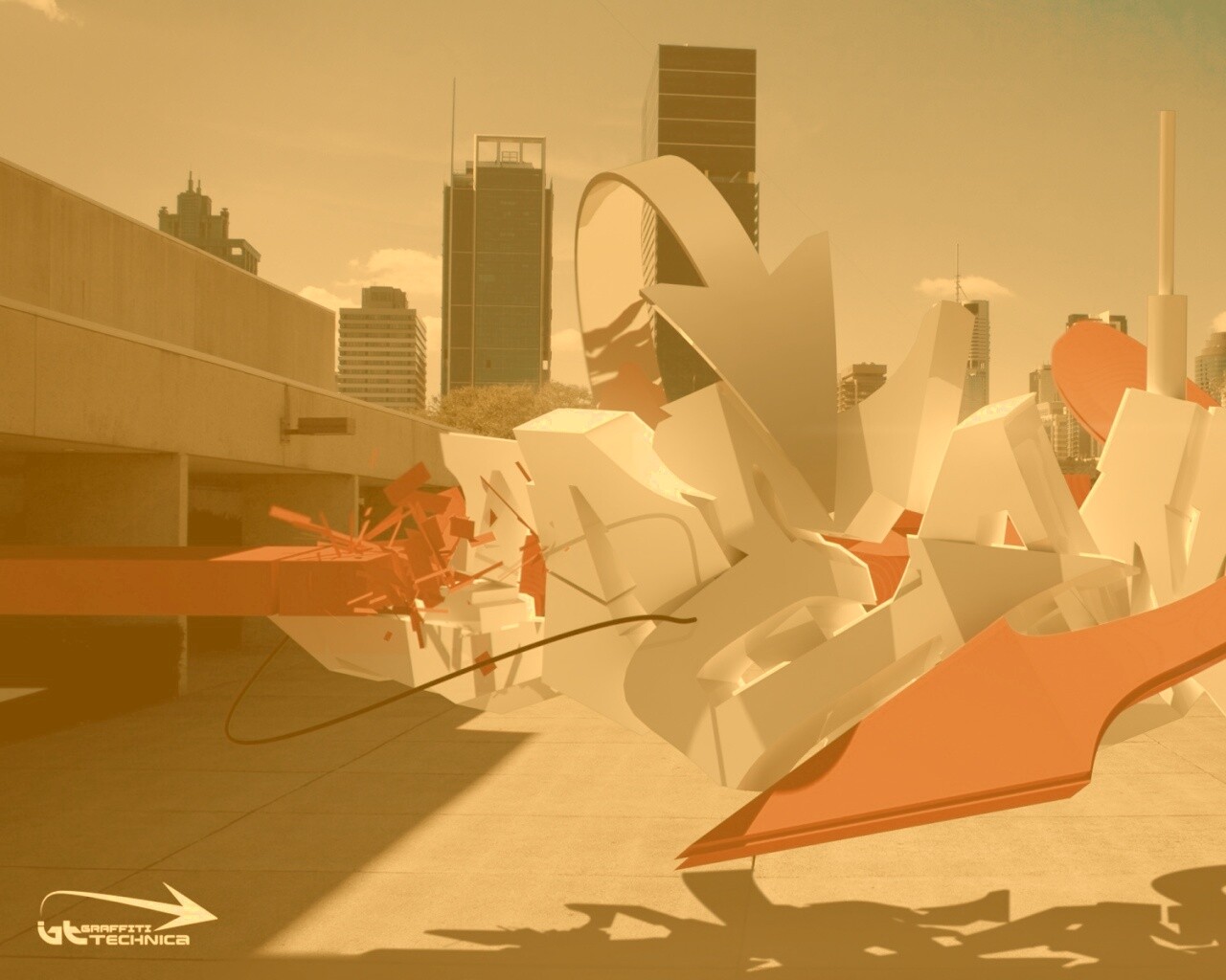 Трехмерное граффити обои