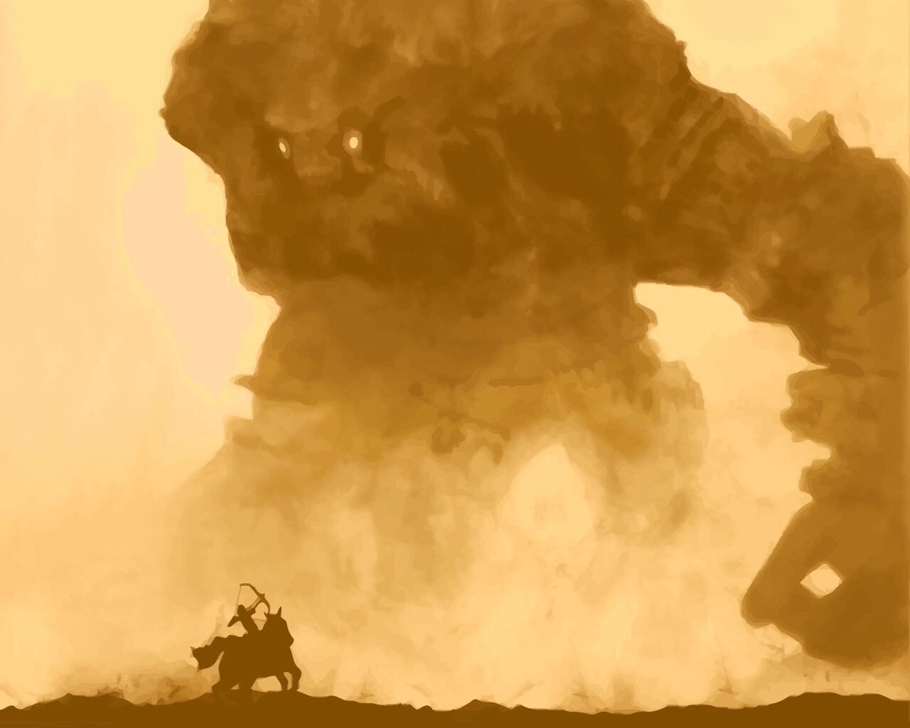 Всадник и огромный голем обои